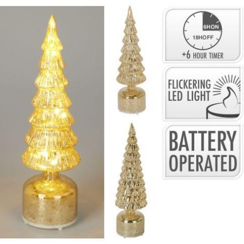 ALBERO VETRO ORO LED 36CM 2ASS